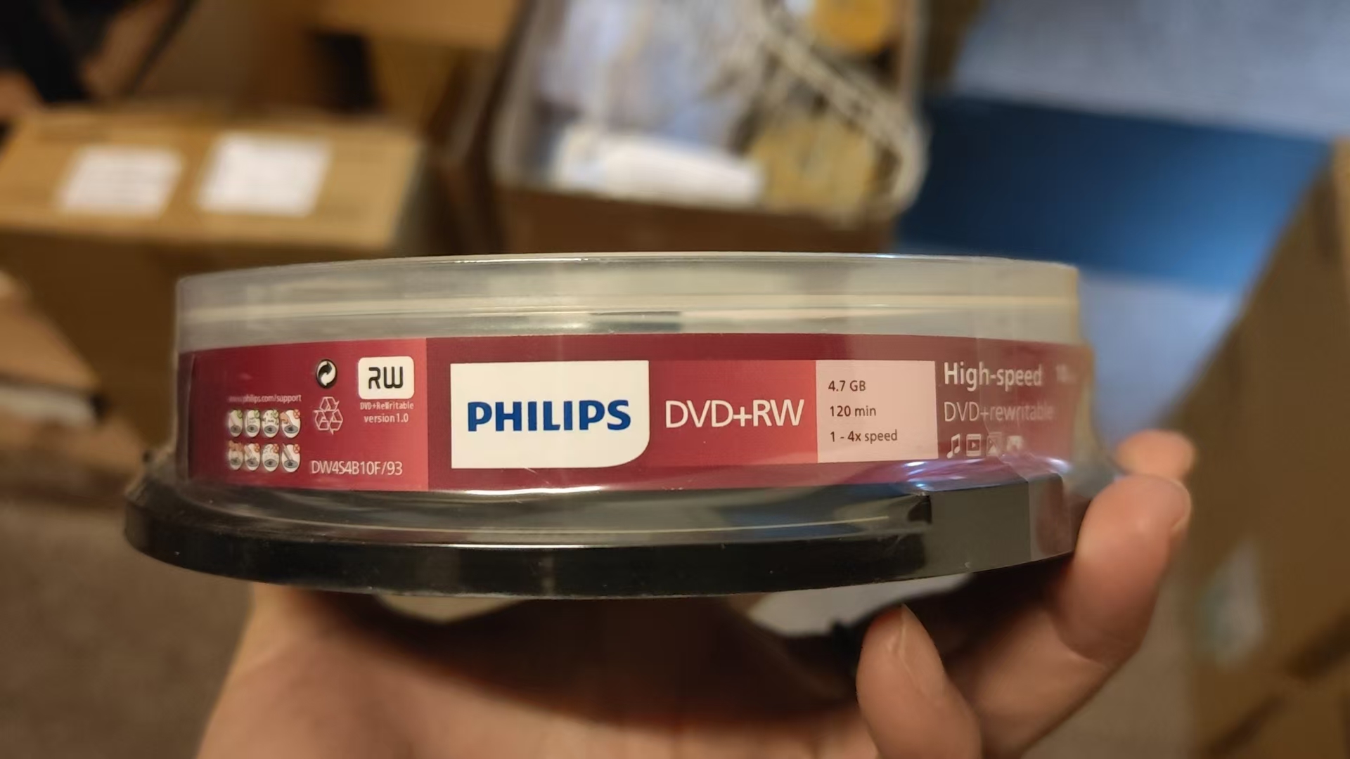 飞利浦(PHILIPS)10片装DVD刻录盘DVD-RW 可擦写空白刻录光盘光碟 可重复刻录